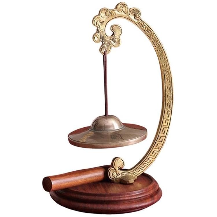NOVICA Artisan Handmade Brass Bronze Chime Tibetan of Compassion Brass Bronze Wood India Musical Instruments Percussion East West Bohemian NAT Geo Dcor Chime of Compassion