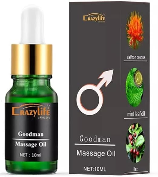 Crazylife Men Massage Essential Oil for Men, Thicker Enlarger Oil for Men, Energy Massage Essential Oil, Performance Boost Strength for Men User 10ml (F034)
