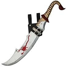 Armory Replicas Arcadian Scorpion Desert Tribal Battle Foam Scimitar with Free Leather Frog 19" Hand-Painted LARP Prop for Cosplay, Reenactments, and Collectors