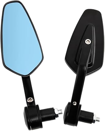 Motorcycle Handle Bar End Mirror 7/8" 22 Mm Side Rearview Mirrors Smoke Blue Lens for Rearview Mirrors