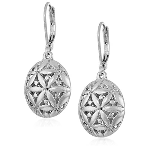Napier Silvertone Textured Leverback Drop Earrings