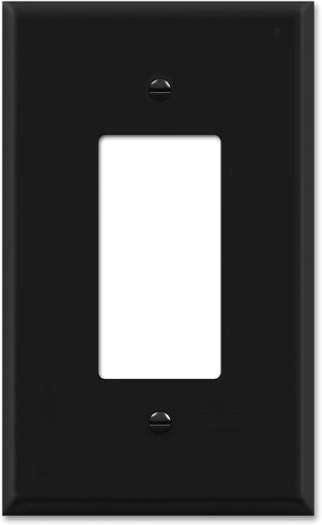 OVERSIZED 1 Gang Rocker - Decorator Black Metal Wall Plate - Switch Plate for Decorator Style Light Switches, GFCI, Electrical Plug Outlets, Steel Painted Black - UL Listed, 5.5" x 3.5" - Made in USA