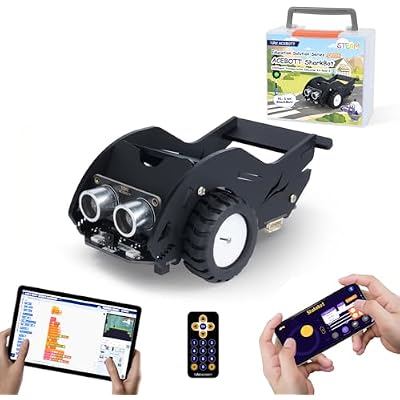STEM Toys SharkBot Smart Car Kit Voice-Controlled ESP32 Coding Robot Robotics Kit for Kids Ages 8-12, Supports Arduino, ACECode, Programming for Classroom Home Education Birthday Gift for Boys Girls