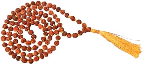 5 Mukhi Rudraksha Mala – Natural Brown Unisex Rosary with LAB Certificate Wearing and Spiritual Practices for Meditation, Chanting, Japa, and Puja (108+1 Beads)