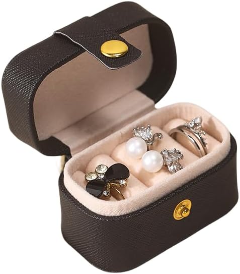 Travel Jewelry Case, PU Leather Small Jewelry Box for Women, Double Layer Portable Travel Jewelry Organizer Travel Jewelry Box for Earrings, Rings, Necklaces, Bracelets, Birthday Gifts for Women