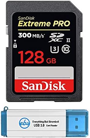 SanDisk Extreme PRO 128GB SD Card Works with Canon Mirrorless Camera EOS R5 C (SDSDXDK-128G-GN4IN) U3 V90 4K 8K Class 10 UHS-II Bundle with 1 Everything But Stromboli 3.0 Micro & SD Card Reader