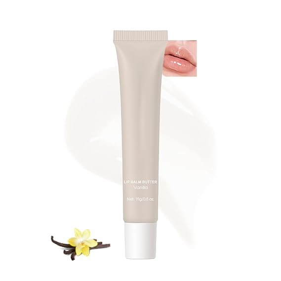 Lip Glowy Balm Butter Lip Balm Moisturizing Hydrating Lip Mask Repair Moisturizer Plumps Lips Care Lip Treatment for Dry Cracked Lip, Glossy Finish, Vegan Lip Balm Chapstick, #1 Vanilla