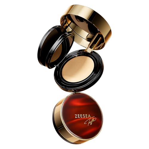 zeesea 2 in 1 Black Truffle Cushion Foundation,Makeup Double Layer Cushion BB Cream &Setting Powder for Oil Control,Tinted Moisturizer,Long-lasting, Natural, 0.32  0.18oz 9g  6g