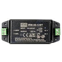 IRM-30-12ST Industrial Power Supply, 12V 2.5A 30W, UL Certified, Compact Design, Wide Input, for Automation, Control Panels
