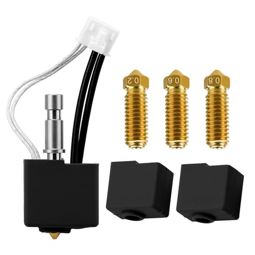 Kobra S1S1 Combo 3D Printer Extruder 0.4mm Hotend kit with 0.2mm0.6mm0.8mm Quick Swap Brass Nozzle and 2x Silicone Sock Compatible with ANYCUBIC Kobra S1 S1 Combo 3D Printers Brass