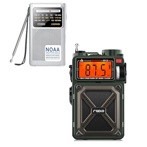 Rechargeable NOAA WeatherAM FMShortwave Radio  Bluetooth