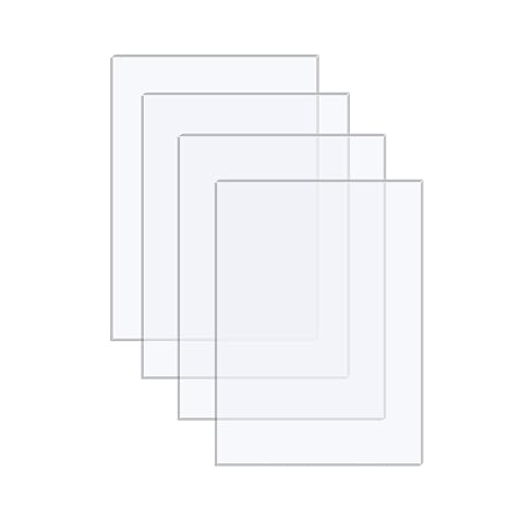 4 Pack 5x7 1/8" Clear Plexiglass Sheets for Glass Replacement | 3mm Transparent Cast Acrylic Sheets Cut to Size for Laser Cutting, Crafts, Cabinet Glass