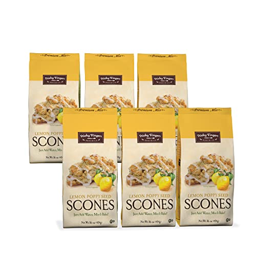 English Scone Mix, Lemon Poppyseed by Sticky Fingers Bakeries Easy to Make English Scones Fresh Baked, Makes 12 Scones 6 pk
