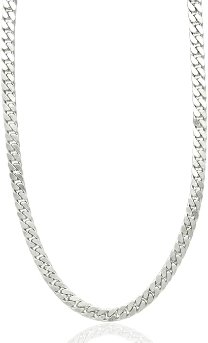 14K White Gold Filled Miami Cuban Link Chain, 7mm, 22", Unisex