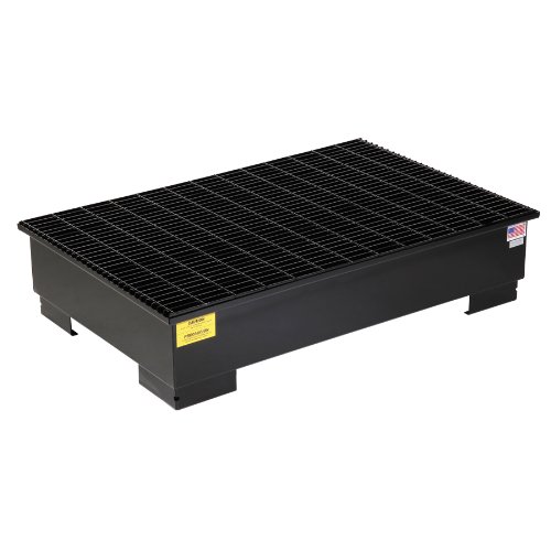 New Pig PAK239 Steel Spill Containment Pallet, 2500 lbs Load Capacity, 53-34 Length x 35 Width x 12-38 Height, Black