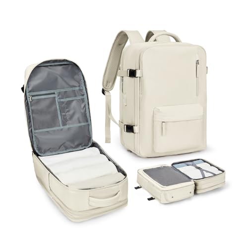 Large Travel Backpack Women, Carry On Backpack, Hiking Backpack, Waterproof Outdoor Sports Backpack, Casual Daypack, School Bag, A1 beige, XL