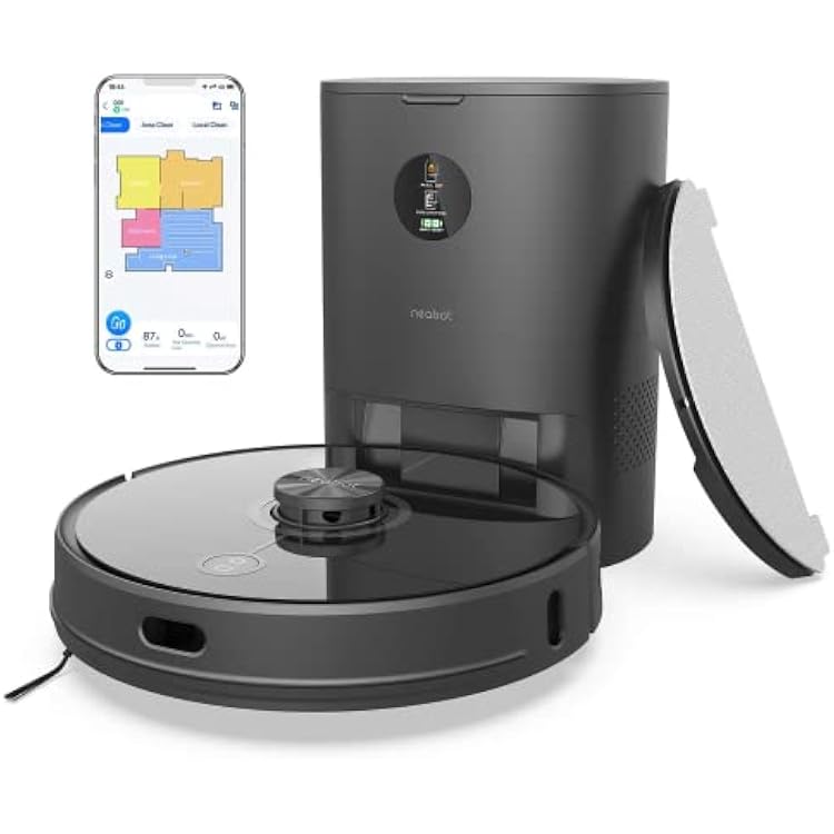 Neabot N2 Robot Vacuum with Self-Emptying, Wi-Fi Connected, Compatible with Alexa, Lidar Navigation, Sweep, Mop & Vacuum 3 in 1 Robot Vacuum Cleaner, Carpet & Hard Floor, Ideal for Pet Hair, Carpets