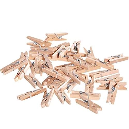 Ram-Pro Mini Natural Wood Clothespins - 150 Pieces Mini Clothespins Wooden Clips Pegs for Crafts and Home Decoration, Wooden Pins for Scrap Booking Mini Wooden clothespins