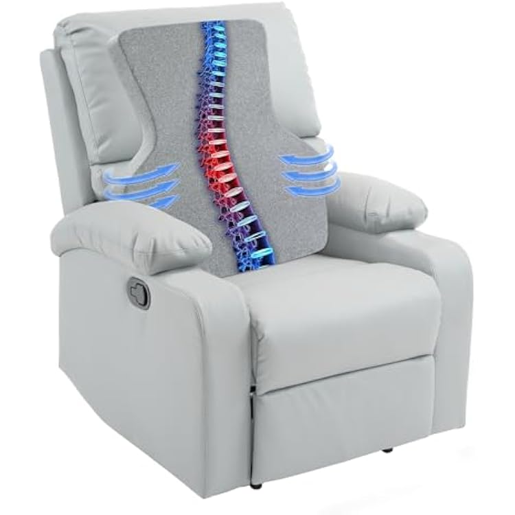 HOMBYS Ergonomic Lumbar Support Pillow for Recliner,Memory Foam Chair Back Support Cushion for Elderly,Extra Large Lumbar Support Pillow,Low Back Pain Relief Cushion,Grey