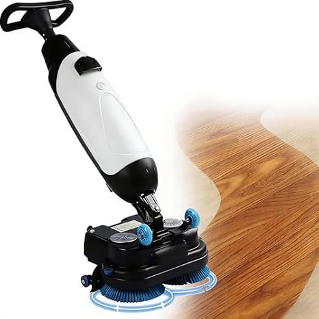 Cordless Commercial Floor Scrubber Machine, 1200 m2/h, 43 cm Cleaning Width, 360 RPM, Washes & Dries in One Pass, Electric Mop for Easy Cleaning, 2 Tan Battery