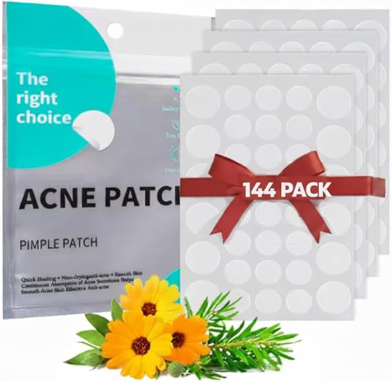 Pimple Patches for Face (144 PCS) Hydrocolloid Patches for Acne,Patch to Cover Zit & Blemishes, Spot Stickers, Invisible Spot Patches, Breakout-Fighting Dots for Spot