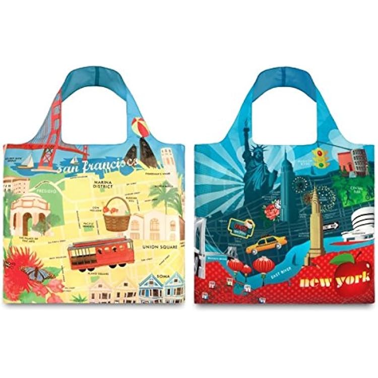 LOQI Urban Reusable Bags Set of 2, USA, Multicolor