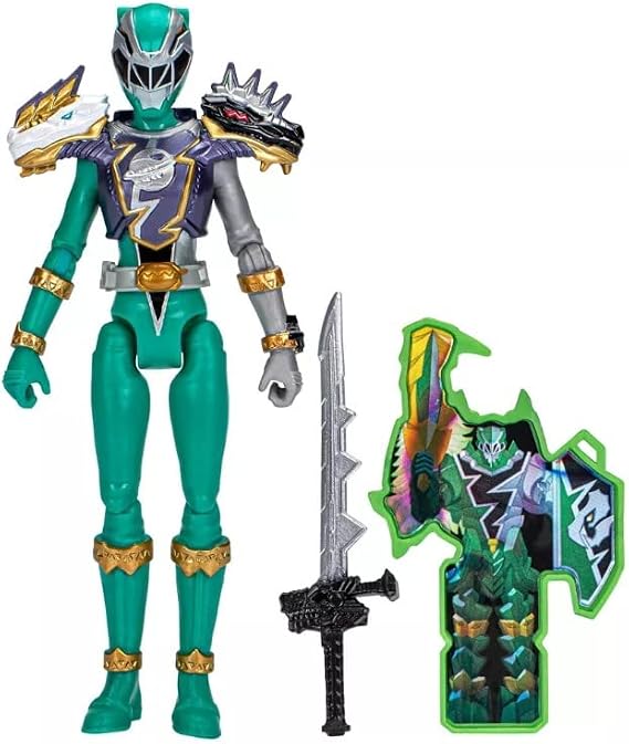 Power Rangers Dino Fury Cosmic Armor Green Ranger 6-Inch Action Figure Toy Inspired by TV Show with Dino Fury Key and Weapon Accessories for Ages 4 and Up