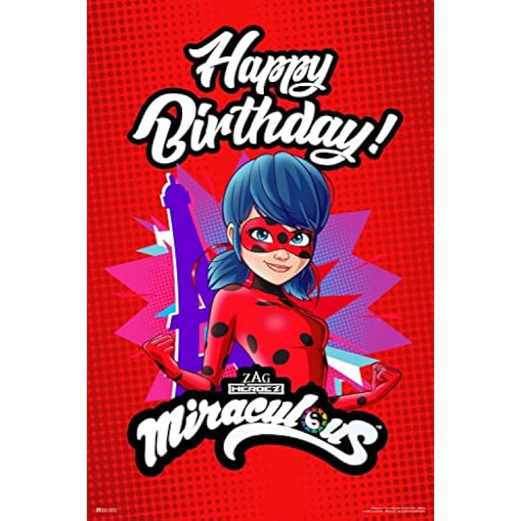 Miraculous Ladybug Poster Lady Bug Birthday Banner Party Kids Cool Wall Art Print Poster 24x36