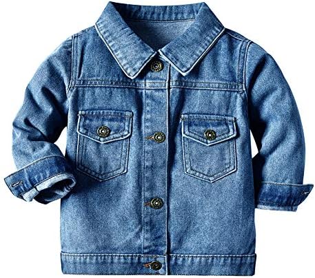 IWEMEK Toddler Baby Boy Girl Denim Jackets Button Down Jeans Jacket Top Coat Ripped Cowboy Outwear Hooded Winter Fall Clothes