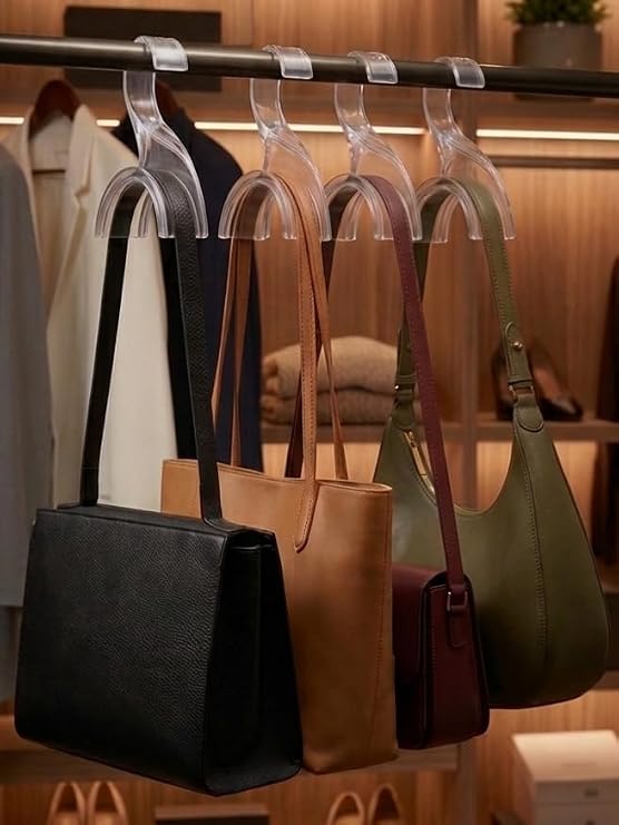 Çanta Askısı Dolap İçi Düzenleyici Organizer – Şeffaf Çoklu Çanta Askılık Aparatı (10 Adet)