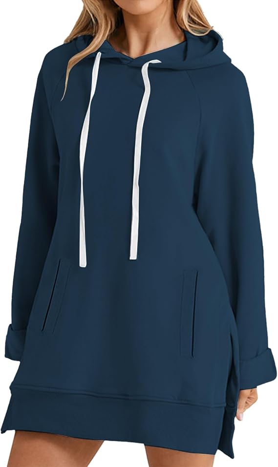 YOLAI The Warmy Oversized Hoodie Dress for Women Casual Long Sleeve Drawstring Sweatshirt Comfrt Pullover with Pocket