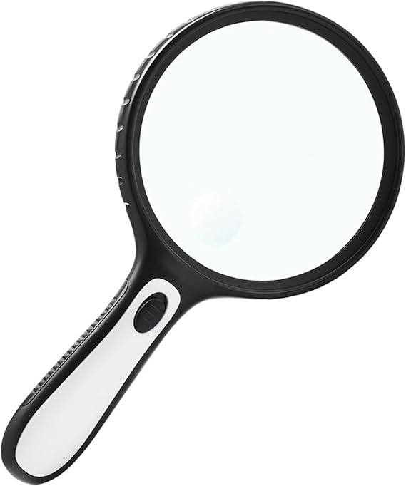 Lighted Magnifying Glass Handheld,10X / 25X Large Magnifying Glass with Light,Led Magnifiers for Seniors,Reading Books, Medicine Bottle Small Font
