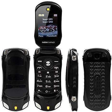 Sports Car Model F15 Mini Flip Phone Dual SIM Card MP3 Backup Phone Best for Kids Students Back to SchoolBlack
