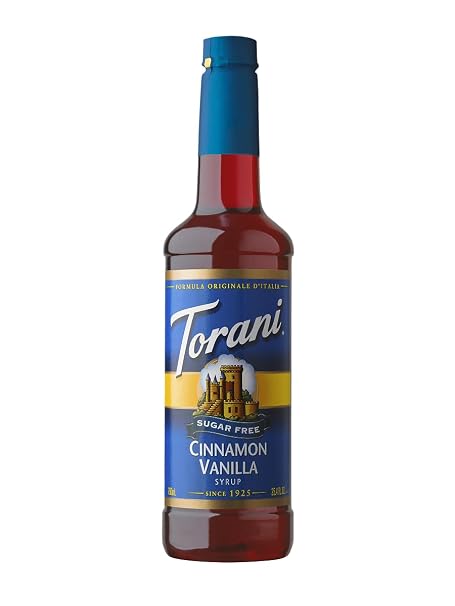 Torani - Cinnamon Vanilla/Cinnamon Vanilla Syrup without Sugar (750 ml) Sugar-Free Drink & Coffee Syrup with Natural Flavours