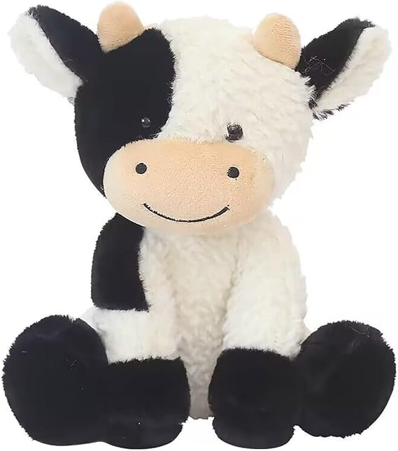 YUKOUQIAN Cow Stuffed Animal Cute Cow Plush Doll Toy 11.8 inch for Girls Boys Christmas (Cow Sitting 11.8in)
