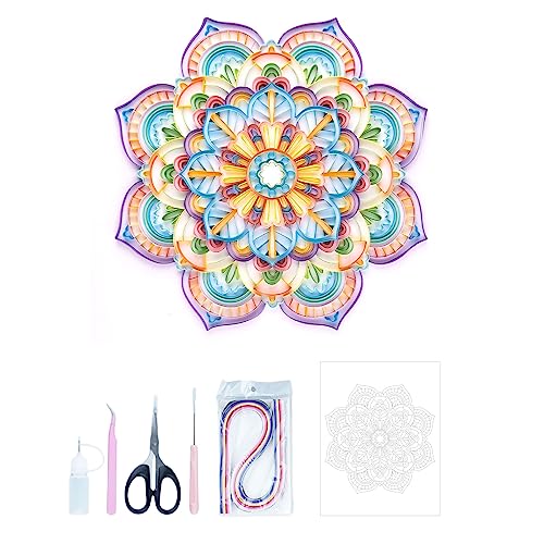 Uniquilling Quilling Paper Quilling Kit for Adults Beginner, 16  20-inch Purple Mandala, Exquisite DIY Paper Filigree Painting Kits Quilling Tools, Home Room Wall Art Decor Best GiftsBasic