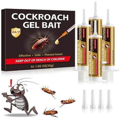 4 Tubes Cockroach Gel Bait, Powerful Roach Repellent Bait Trap Infestation Solution