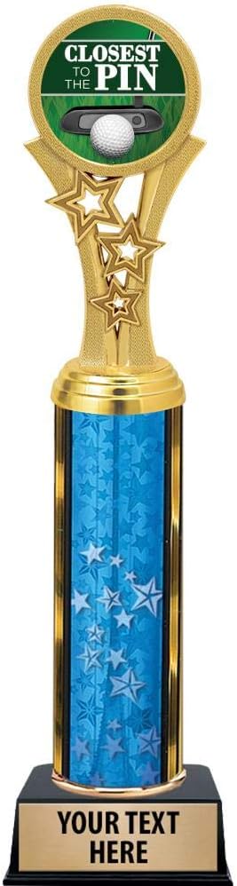 Crown Awards Golf Trophies, 11" Blue Stars Golf Closest to The Pin Trophy Award, Free Engraving