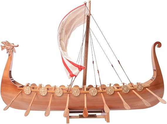 Old Modern Handicrafts Captivating Drakkar Viking Combo Legendary Model Ship & Hat, Multi