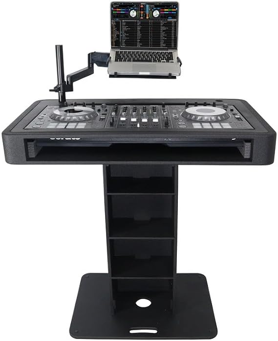 Prox XZF-DJCTBL Control Tower DJ Podium for Pioneer DDJ-REV7 XDJ-XZ DDJ-1000 Rane One - Black Finish