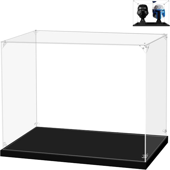 Display case for Lego two helmets, 43249 Stitch or 76781 Wednesday Enid's Dorm Room, 33 x 18 x 24 cm, it can hold two Lego helmets.