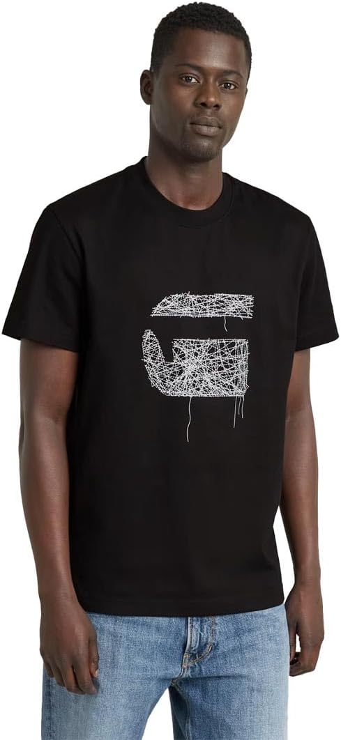 G-Star RAW Men's Stitch Burger R T T-Shirt, Black (Dk Black D25674-c336-6484), X-Large