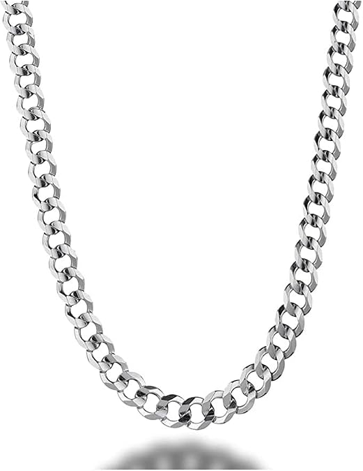 Verona Jewelers 5.5MM Italian 925 Sterling Silver Solid Cuban Link Chain for Men - Curb Link Necklace Bracelet 8" 20" 22" 24" 30"
