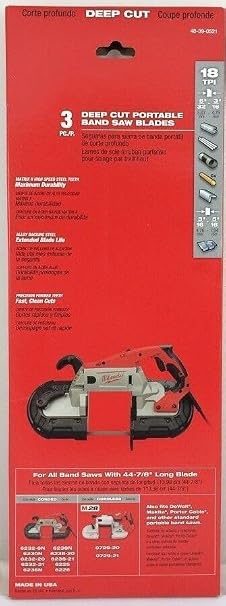for Milwaukee 48-39-0521 44-7/8-Inch, 18 Teeth per in, Bi-Metal Band Saw Blade, 3PK