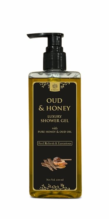 Oud & Honey Luxury Shower Gel with Pure Honey & Oud Oil 250ml / Indulgent and Refreshing Bath Experience for Soft, Nourished Skin Pack of 1