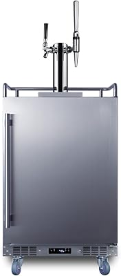 Summit Appliance SBC682CMTWIN 24 Wide Built-in Cold BrewNitro-Infused Coffee Kegerator, Stout and Standard System, 5.6 cu.ft Interior, Complete Dual Tap Kit, Automatic Defrost, Digital Thermostat
