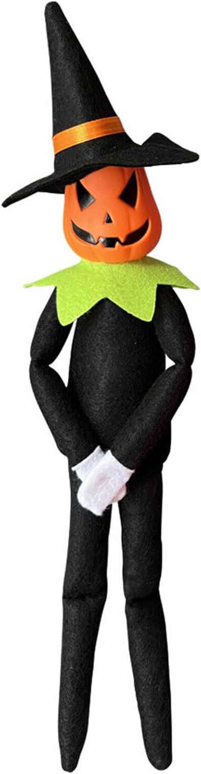 DANONI 14Inch Halloween Pumpkin Elf Doll, Handmade with Hat and Cape