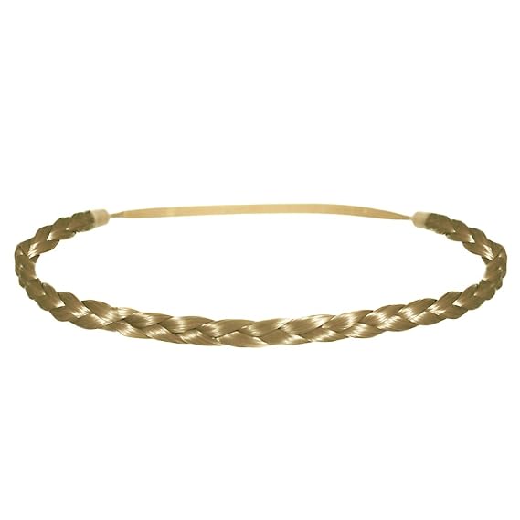 Mia Thin Braidie, Braided Synthetic Hair Headband on Elastic Rubber Band Hair Accessory for Women, Teens, Girls, Work - Blonde