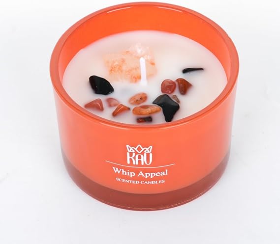 Scented Candles for Home Decor - KAV Dancing Rain Premium Scented Candle for Women Men, Embedded Stone and Soy Wax in 3 oz Glass Jar, Natural Aromatherapy (Whip Appeal)