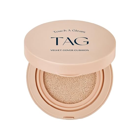 TAG Velvet Cover Cushion | Long-Lasting & High Coverage Foundation | K-Beauty (#2 Nude Light)